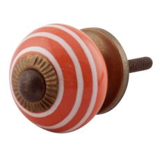 Orange Striped Small Ceramic Dresseer Knobs